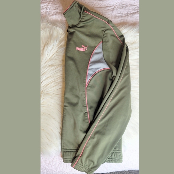 Puma Olive Green Full Zip Long Sleeve Track Jacket Women's size medium - Picture 4 of 6